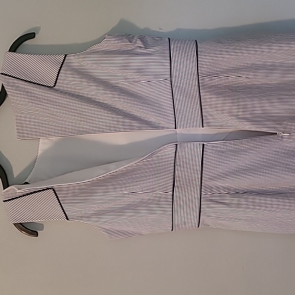 Alex Marie Navy Blue White Striped Sleeveless Cotton Blend Dress Sz 10 Nautical - Picture 9 of 13